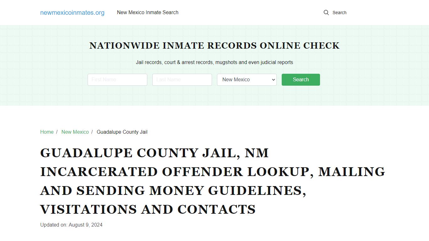 Guadalupe County Jail, NM: Inmate Locator, Visitation & Contact Info